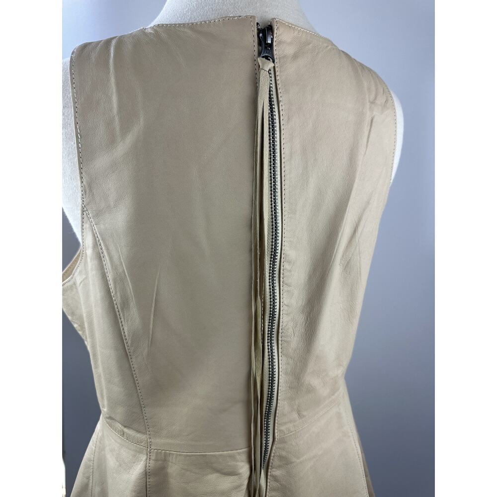 Blessed Are The Meek Leather Dress A-Line Fit & Flare Tan Sleeveless Size 4 - Picture 13 of 16